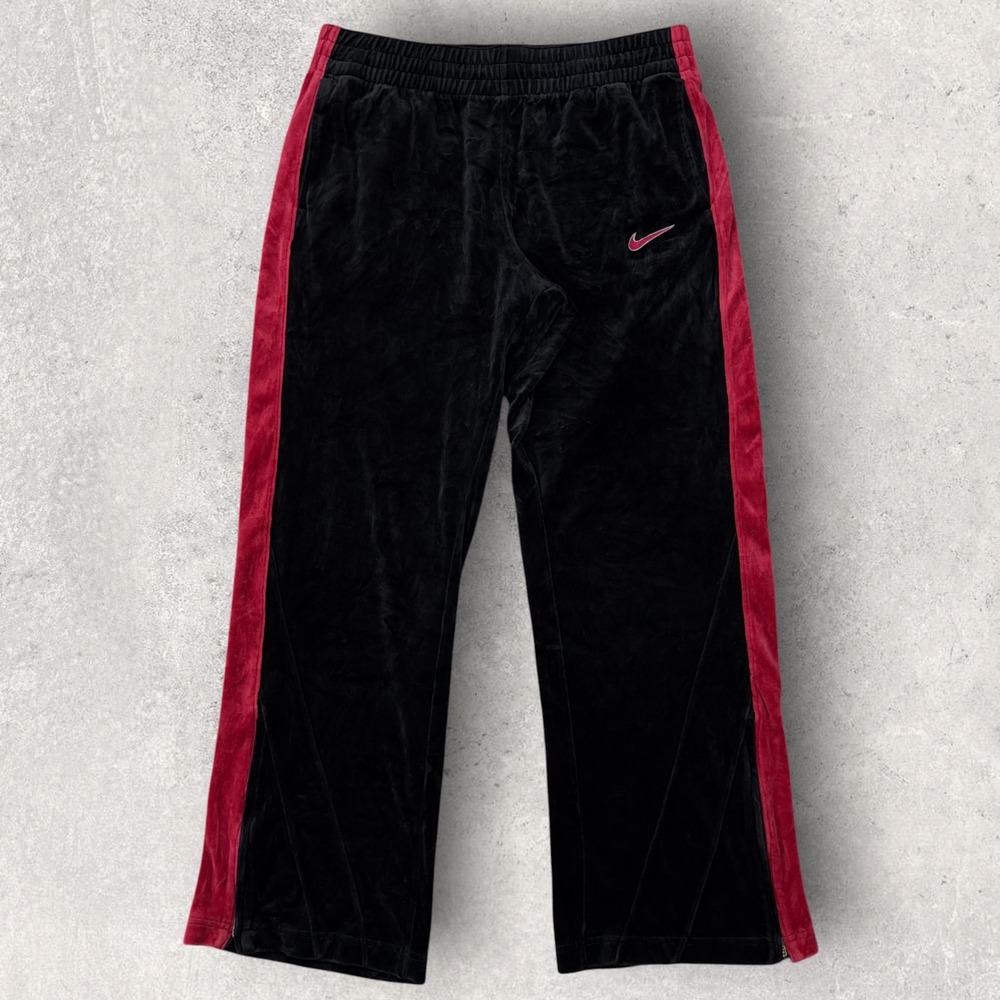 Nike Alabama Crimson Tide Velour Track Pants Mens XL Black Red Swoosh Joggers